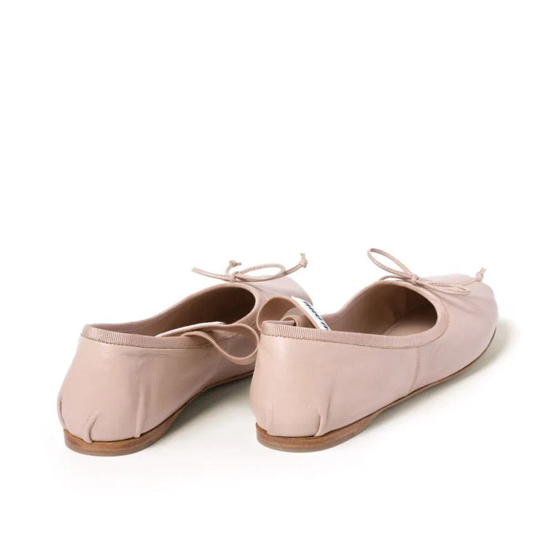 Miu Miu Logo Leather Ballet Flats In Beige 2