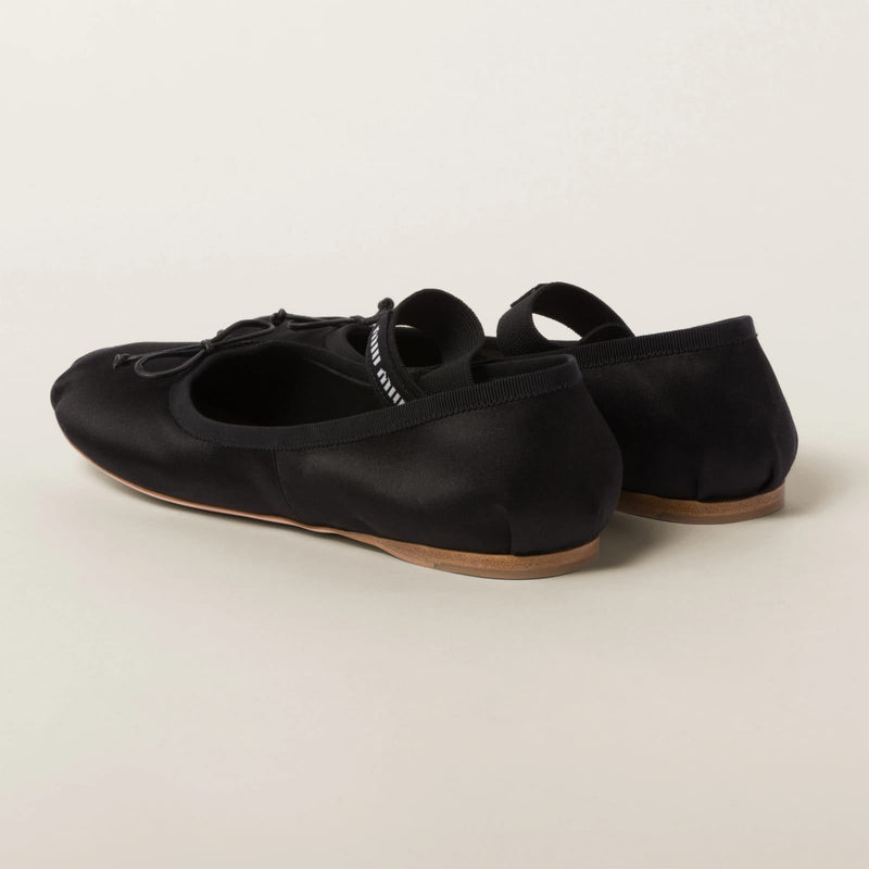 Miu Miu Logo-Strap Satin Ballerinas Shoes 4