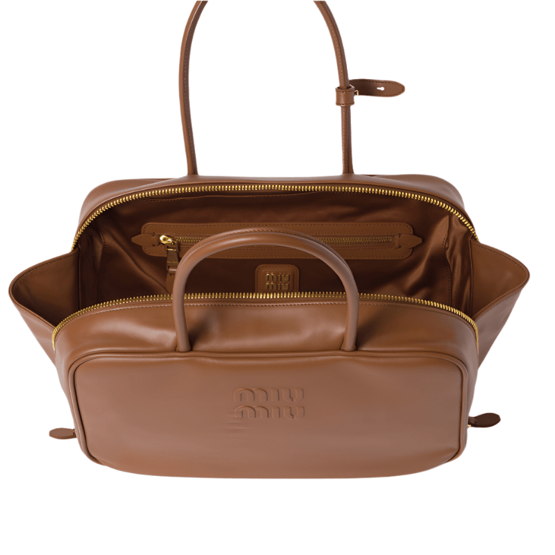 Miu Miu Leather Beau Bag Cognac 6
