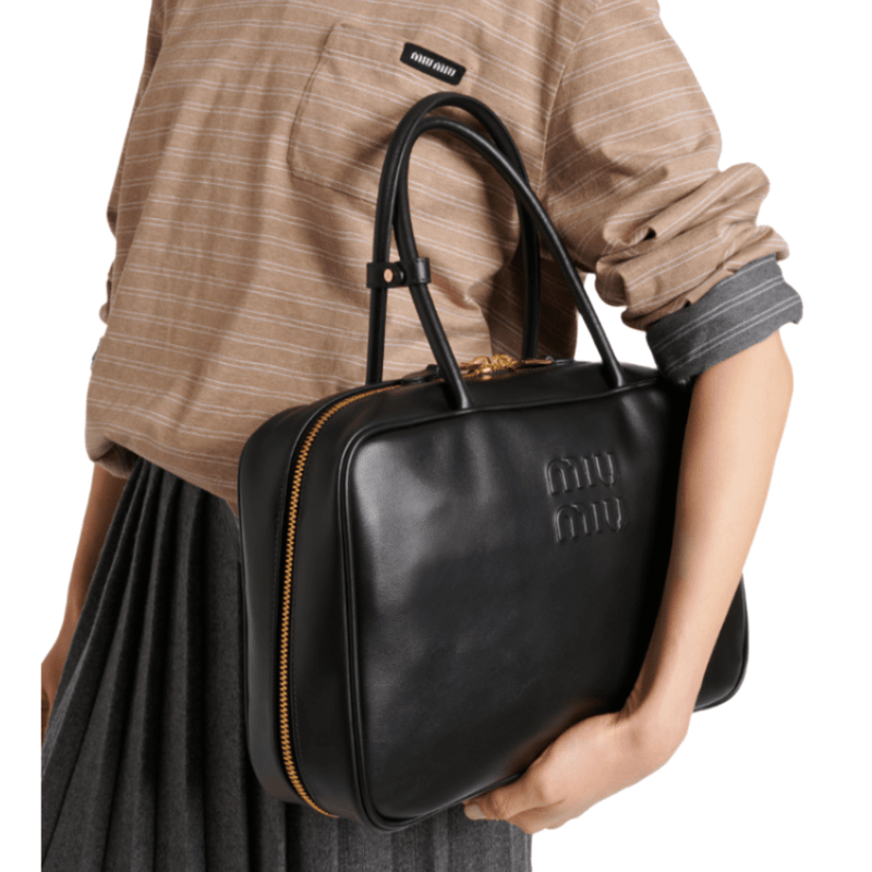 Miu Miu Leather Beau Large Black Bag 3