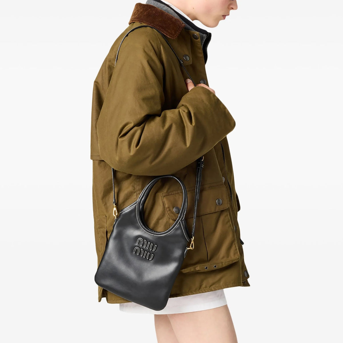 Miu Miu Lvy Mini Leather Tote Bag Black 5
