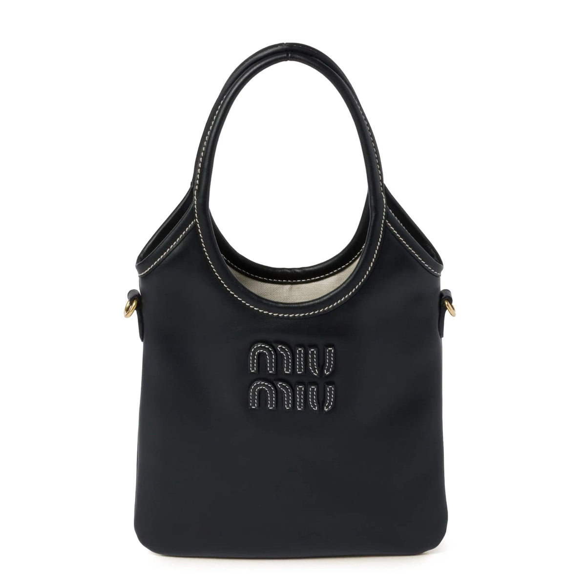 Miu Miu Lvy Mini Leather Tote Bag Black 1