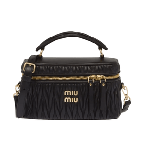 Miu Miu Matelassé Leather Mini Bag – Black