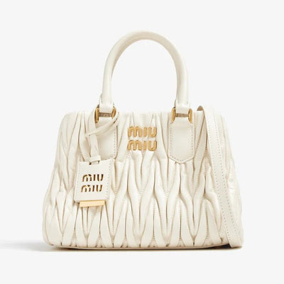Miu Miu Matelassé Leather Mini Handbag – Off White