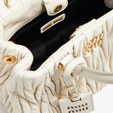 Miu Miu Matelassé Leather Mini Handbag – Off White - BEAUTY BAR