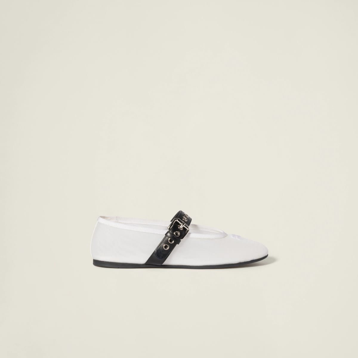 Miu Miu Mesh Fabric Ballerinas Whtie 4