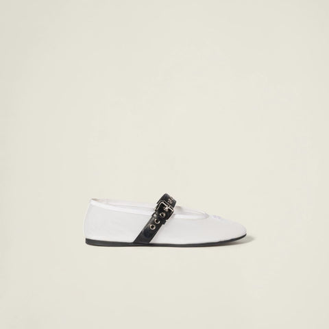 Miu Miu Mesh Fabric Ballerinas Whtie - BEAUTY BAR