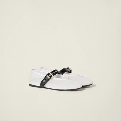 Miu Miu Mesh Fabric Ballerinas Whtie