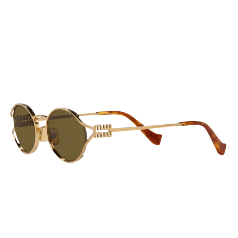 Miu Miu Metal Oval Brass Gold/Dark Brown Sunglasses 2