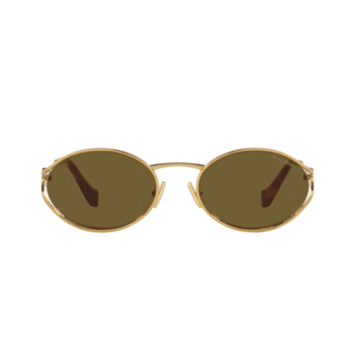 Miu Miu Metal Oval Brass Gold/Dark Brown Sunglasses 3