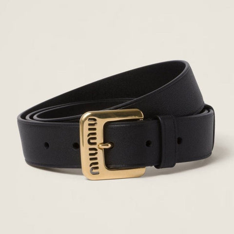 Miu Miu Nappa Leather Belt Black - BEAUTY BAR