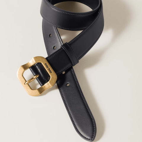 Miu Miu Nappa Leather Black Belt - BEAUTY BAR