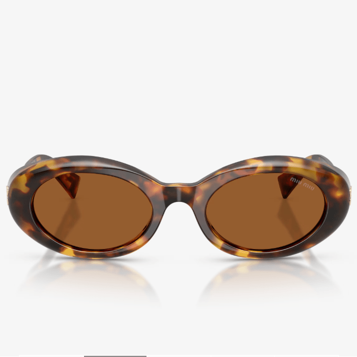 Miu Miu Oval Tortoise Shell Sunglasses With Gold Logo 2