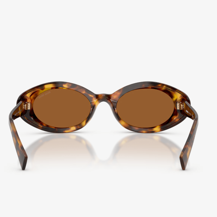 Miu Miu Oval Tortoise Shell Sunglasses With Gold Logo 3