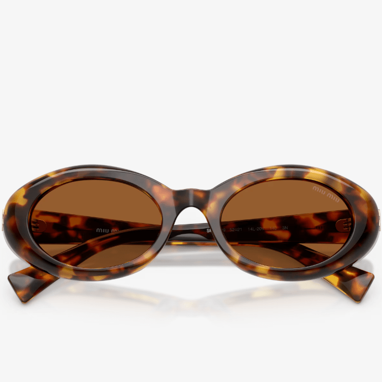 Miu Miu Oval Tortoise Shell Sunglasses With Gold Logo 4