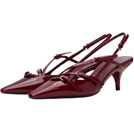 Miu Miu Patent Leather Slingback Pumps in Burgundy
