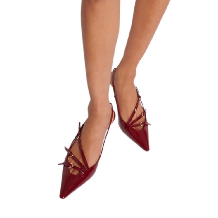 Miu Miu Patent Leather Slingback Pumps in Burgundy 5