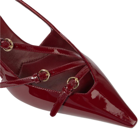 Miu Miu Patent Leather Slingback Pumps in Burgundy - BEAUTY BAR