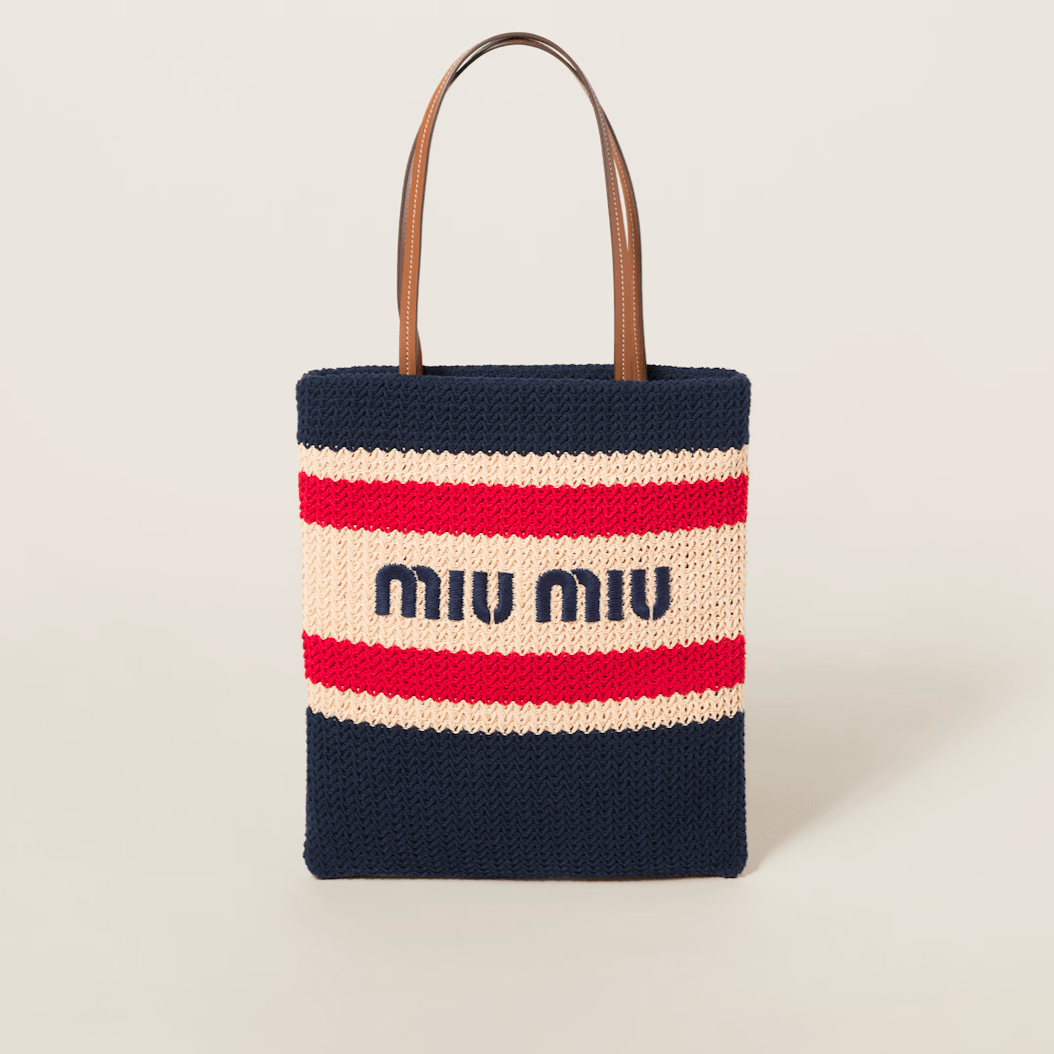 Miu Miu Raffia-Effect Woven Tote Bag 1