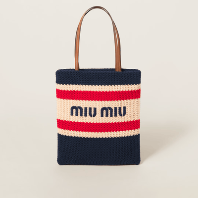Miu Miu Raffia-Effect Woven Tote Bag