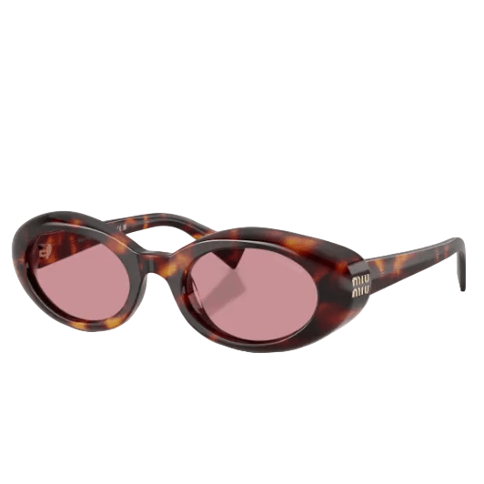 Miu Miu Regard Tortoiseshell-Effect Oval Sunglasses With Pink Lenses
