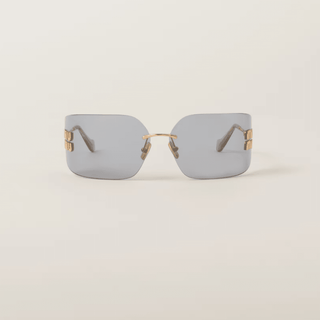 Miu Miu Rimless Sunglasses With Gold Logo Temples