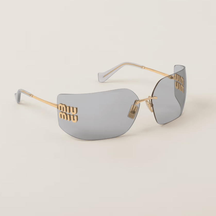 Miu Miu Rimless Sunglasses With Gold Logo Temples 3