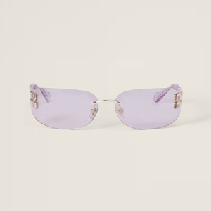 Miu Miu Rimless Sunglasses with Gold Logo Temples - Purple