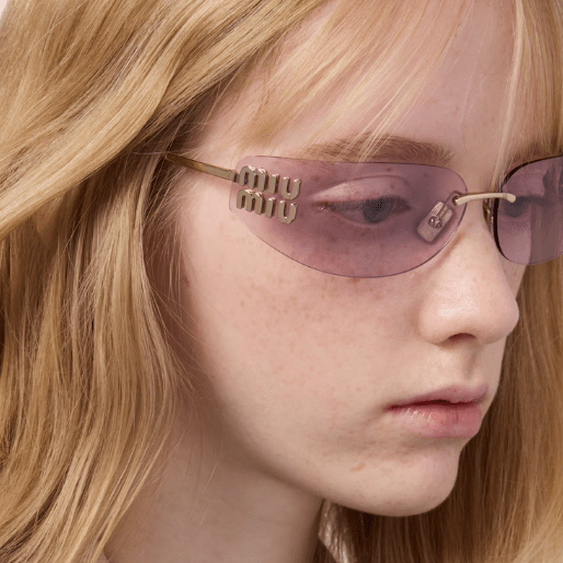 Miu Miu Rimless Sunglasses with Gold Logo Temples - Purple 5