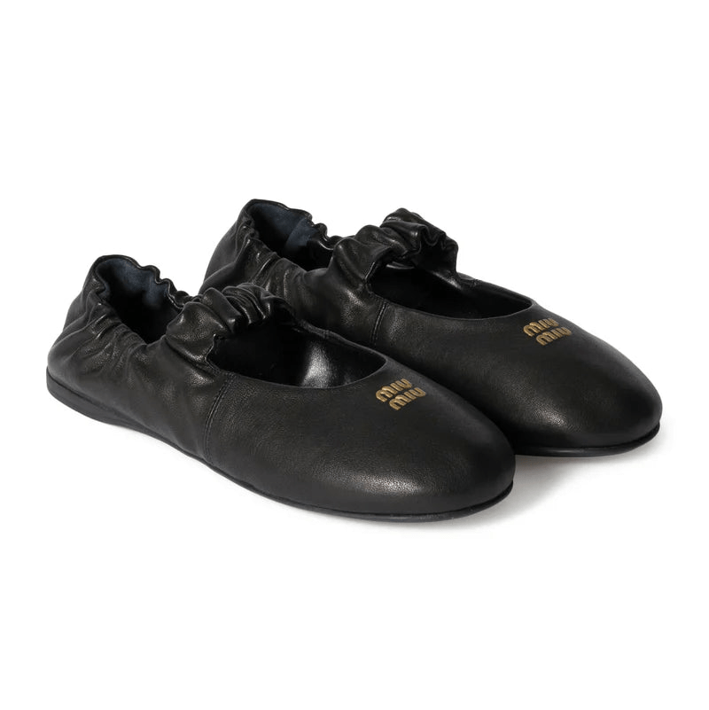 Miu Miu Ruches Nappa Leather Ballerinas 1