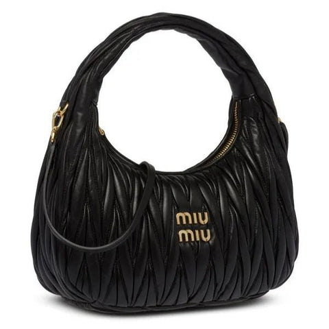 Miu Miu Small Miu Wander Black Matelassé Bag - BEAUTY BAR