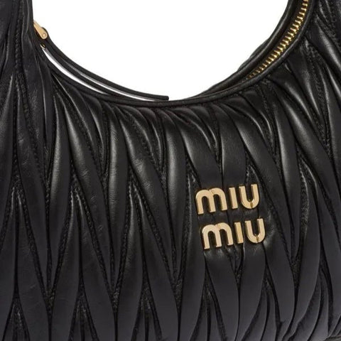 Miu Miu Small Miu Wander Black Matelassé Bag - BEAUTY BAR