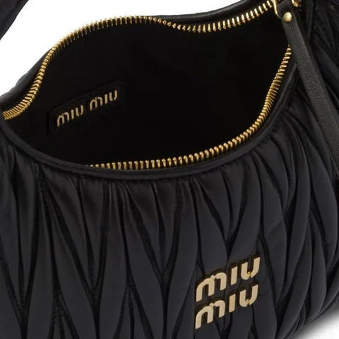 Miu Miu Small Miu Wander Black Matelassé Bag - BEAUTY BAR