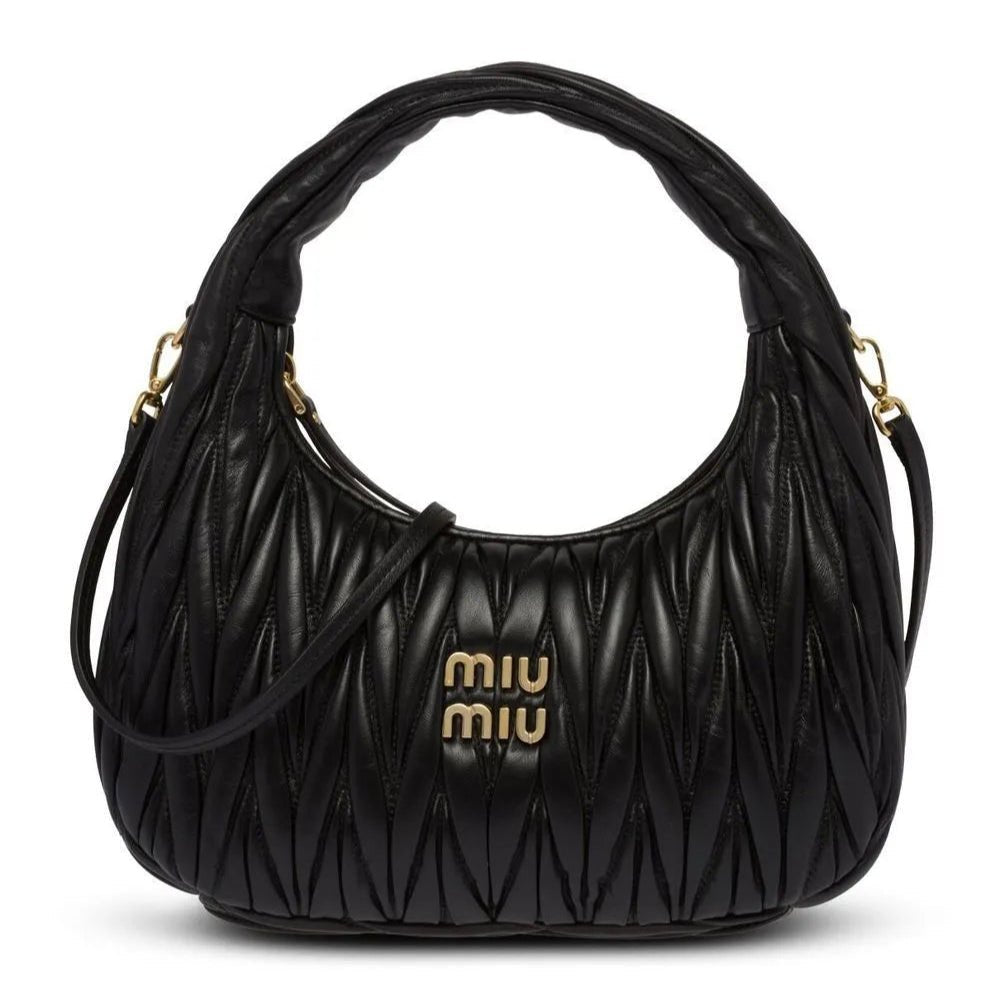 Miu Miu Small Miu Wander Black Matelassé Bag 1