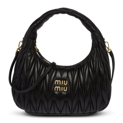 Miu Miu Small Miu Wander Black Matelassé Bag