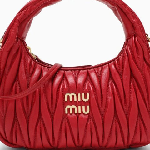 Miu Miu Small Miu Wander Red Matelassé Bag - BEAUTY BAR