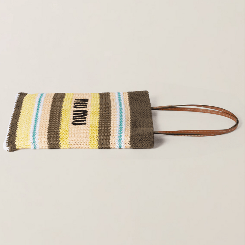 Miu Miu Striped Crochet Tote Bag – Grey 3