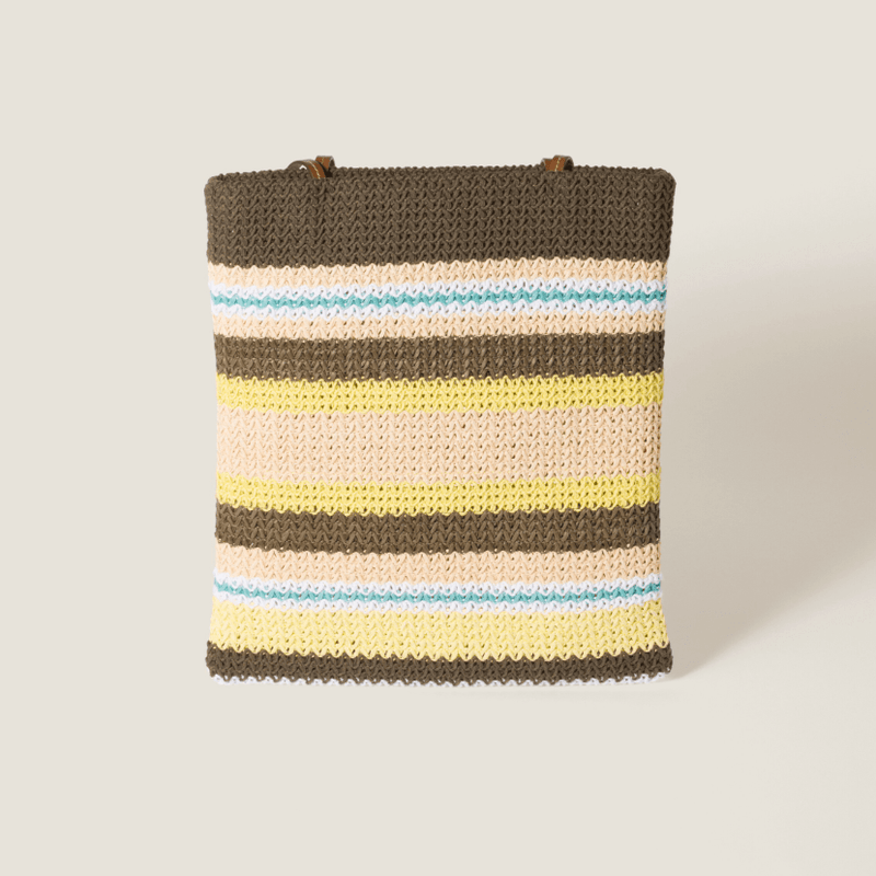 Miu Miu Striped Crochet Tote Bag – Grey 4