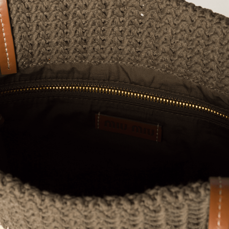 Miu Miu Striped Crochet Tote Bag – Grey 6