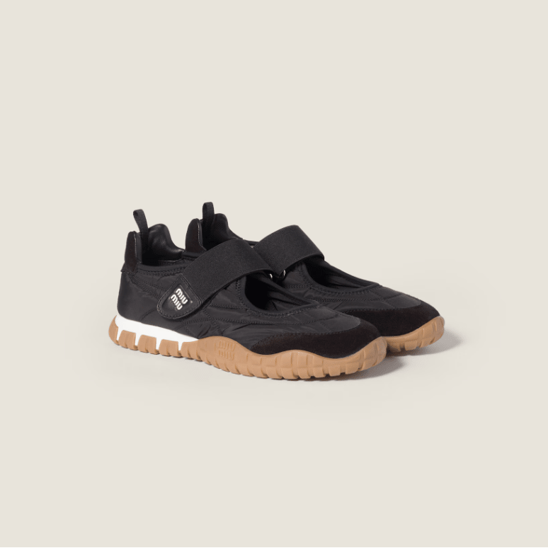 Miu Miu Tyre Technical Fabric and Suede Ballerinas 1