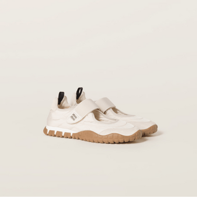 Miu Miu Tyre Technical Fabric And Suede Ballerinas