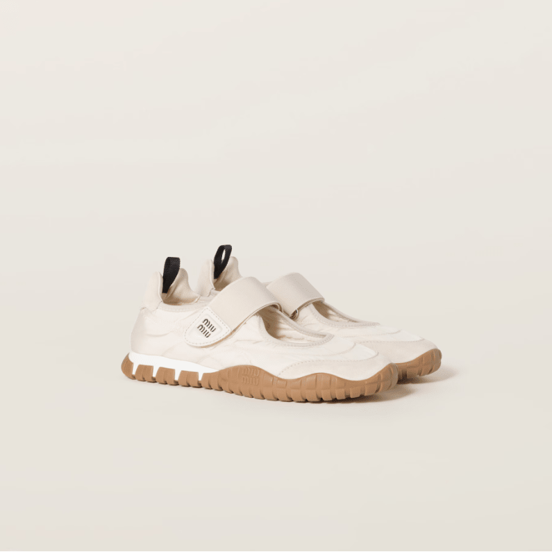 Miu Miu Tyre Technical Fabric And Suede Ballerinas