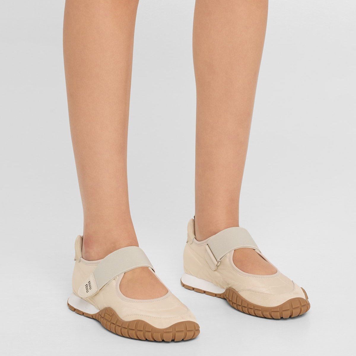 Miu Miu Tyre Technical Fabric And Suede Ballerinas 3