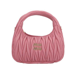 Miu Miu Wander Matelassé Nappa Leather Hobo Begonia Pink