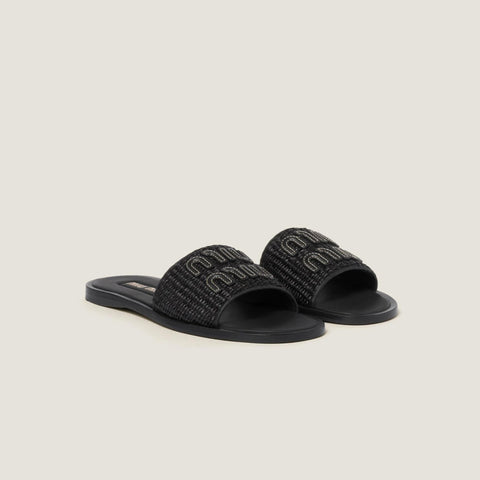 Miu Miu Women's Black Luxury Flat Slipper - BEAUTY BAR