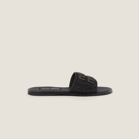 Miu Miu Women's Black Luxury Flat Slipper - BEAUTY BAR