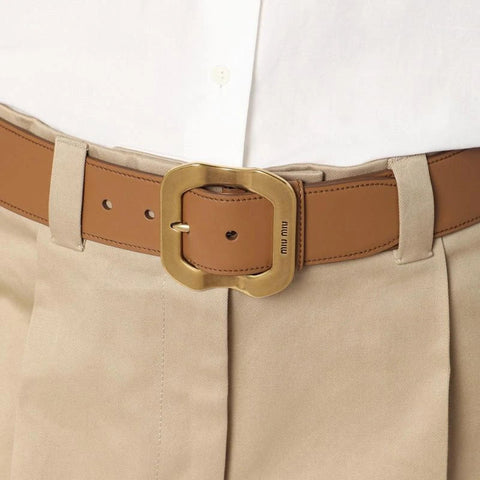Miu Miu Women’s Caramel Leather Belt - BEAUTY BAR