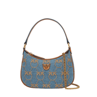 Pinko Mini Love Bag Half Moon Denim
