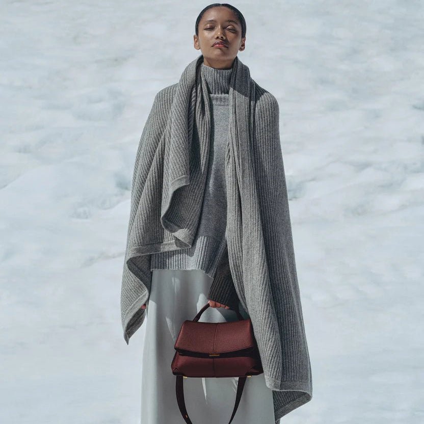 Polène Minimalist Leather Shoulder Bag in Burgundy 4