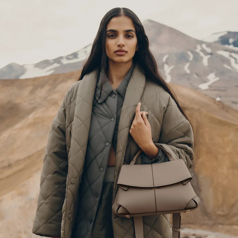 Polène Modern Minimalist Flap Bag in Earthy Taupe 6